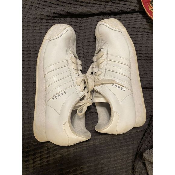 Adidas Samoa, IOB, G99720 Retro Cloudfoam Sneakers White/White Leather Size 9.5 - Picture 2 of 7